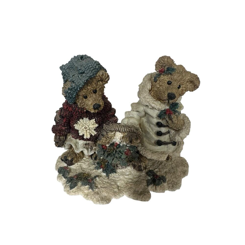 Vtg Boyds Bears & Friends Edmund & Bailey Gathering Holly Figurine Christmas '94